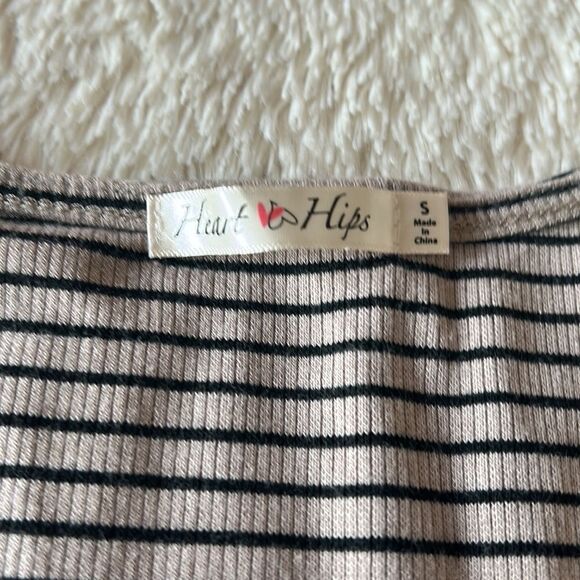 Hearts and Hips brown and tan button up striped dress size small - Picture 7 of 16